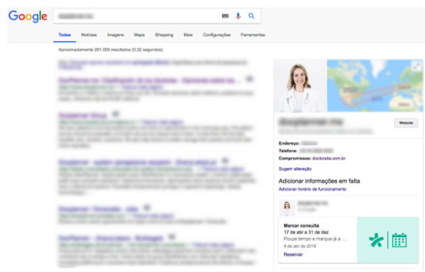 Marcar consulta no Google através da Doctoralia
